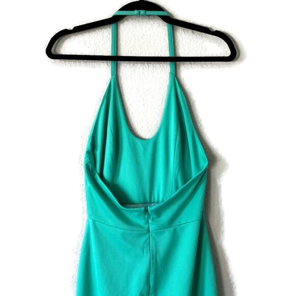 AQ/AQ Sienna Mint Green Halter Neck Sleeveless Open Back Slit Maxi Dress Size 4 - Picture 4 of 9